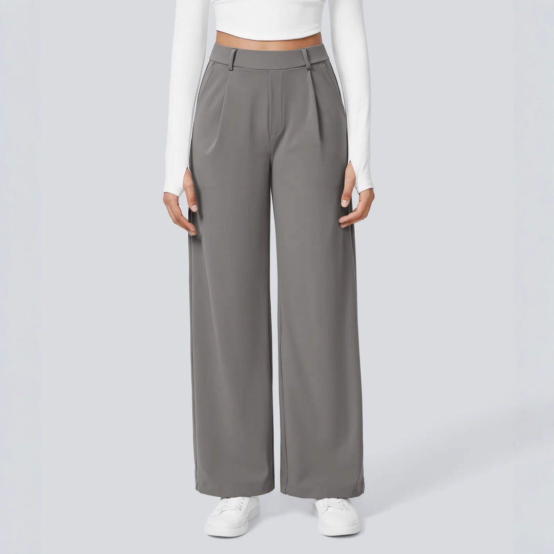 Damen nan hochgeschnittene Bundfaltenhose mit weitem Bein, Gürtelschlaufen und seitlichen Eingrifftaschen Echo Archiv