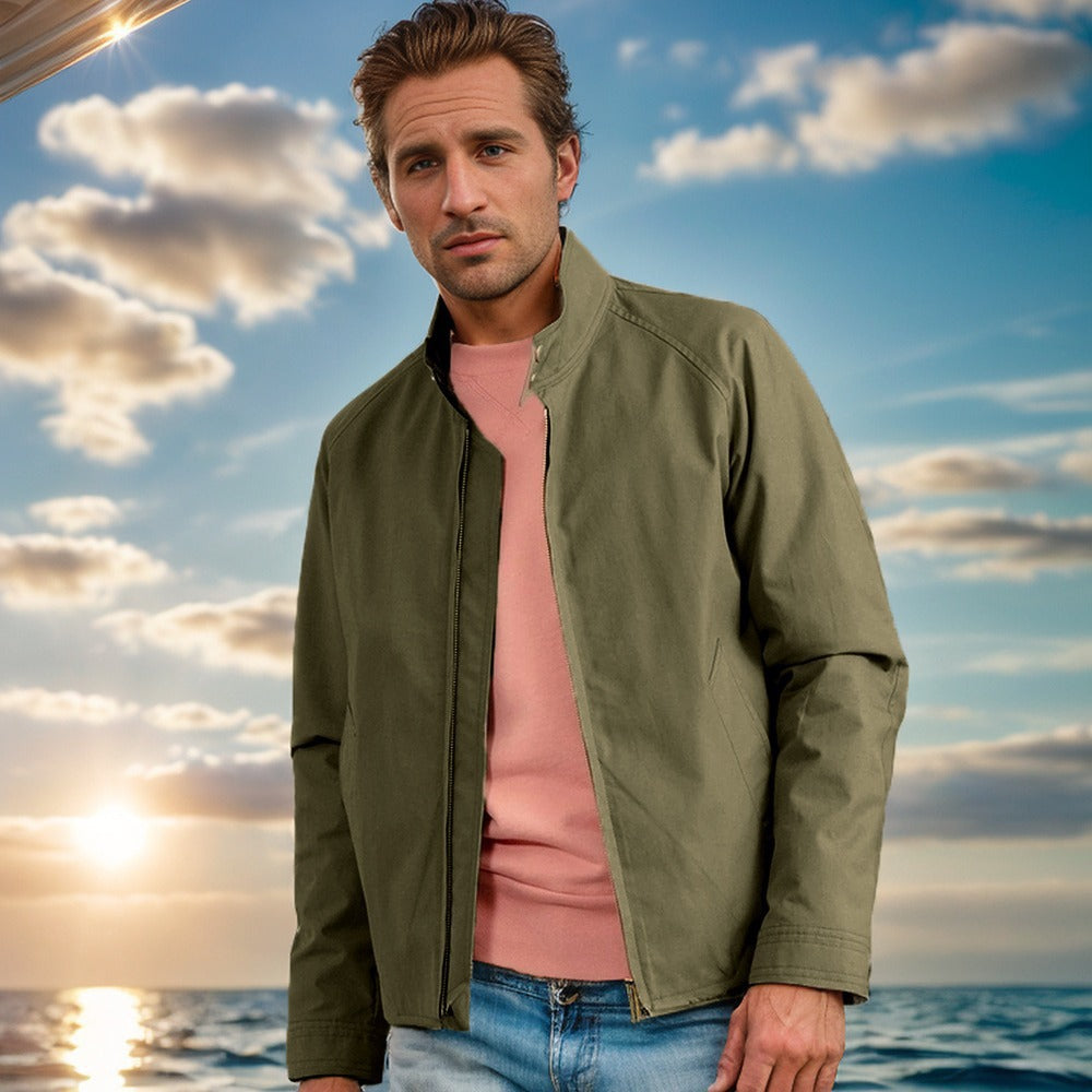 Herren elegante Steppjacke mit hohem Kragen und praktischen Taschen Echoarchiv