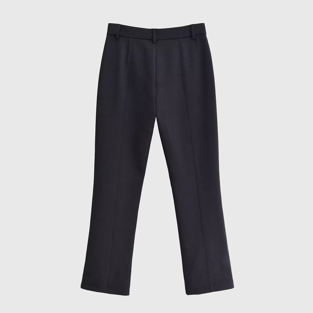 Damen Elegante gerade geschnittene Anzughose mit Bundschlaufen und Paspeltaschen Echoarchiv