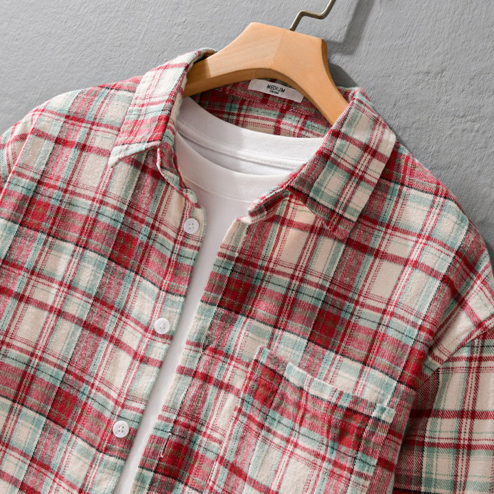 Herren Karo-Flanell Überhemd im Hemdjackenstil mit aufgesetzter Brusttasche Echoarchiv