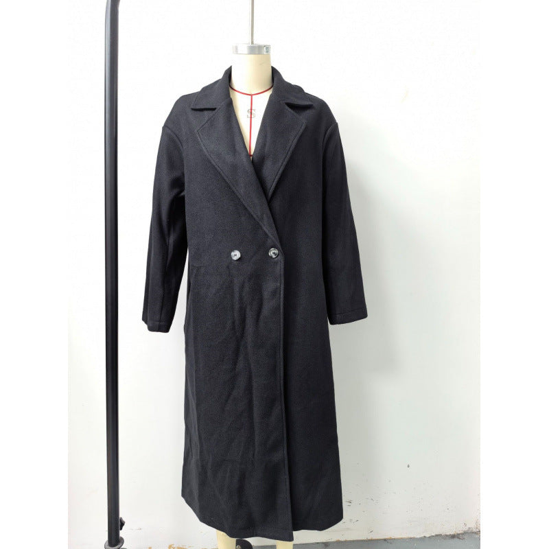 Damen Oversize Wollmix-Mantel mit doppelreihiger Knopfleiste, weitem Reverskragen und Eingrifftaschen – Montévia