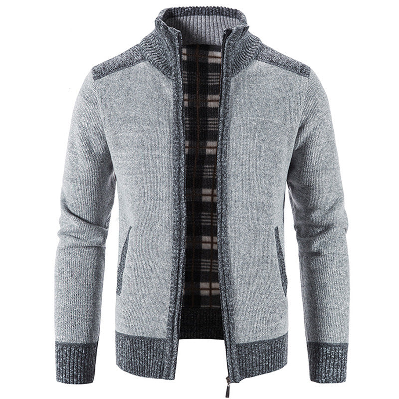 Herren Strickjacke mit modernem Stehkragen und strukturiertem Design Echoarchiv