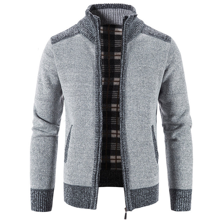 Herren Strickjacke mit modernem Stehkragen und strukturiertem Design Echoarchiv