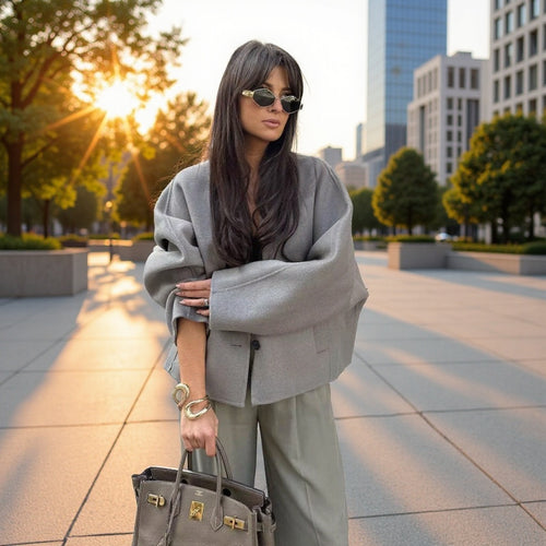 Damen Oversize‑Kurzjacke aus Wollmix mit kastiger Silhouette und Ballonärmeln Echo Archiv
