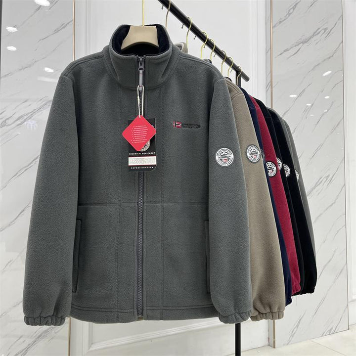 Herren Wärmende Fleecejacke mit Stehkragen, Reißverschluss und elastischen Bündchen Echo Archiv