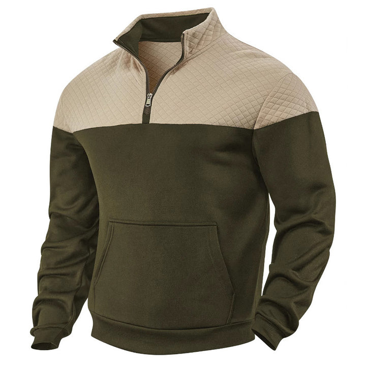 Herren lässiger Sweatpullover mit halbem Reißverschluss und gepolstertem Oberteil Echoarchiv