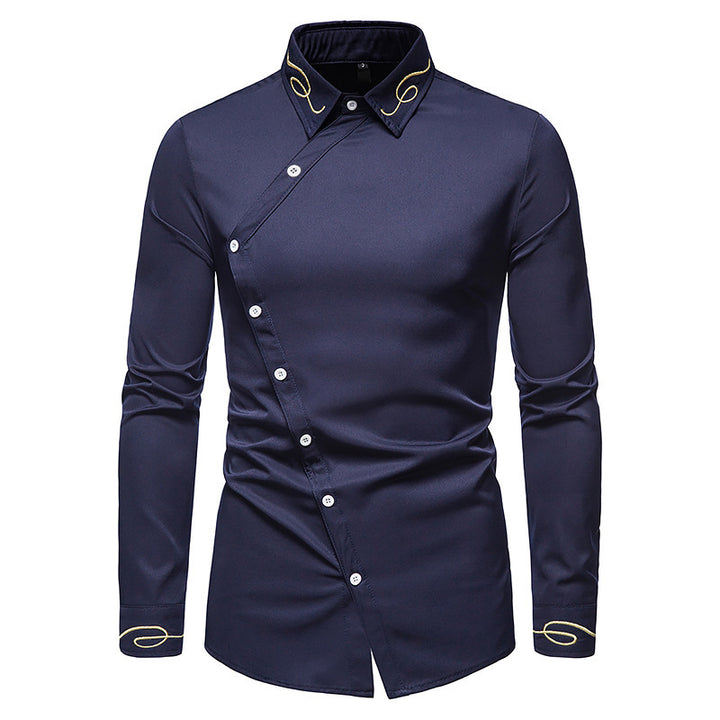 Herren Elegantes Langarmhemd mit dekorativen Knopfdetails Echoarchiv
