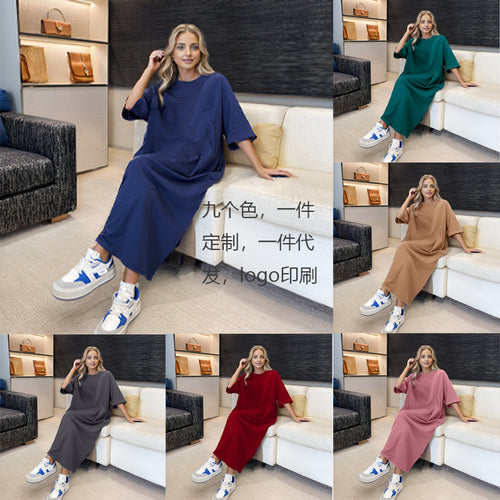 Damen lässiges Oversize T Shirt Kleid aus Baumwolljersey – Lunéa