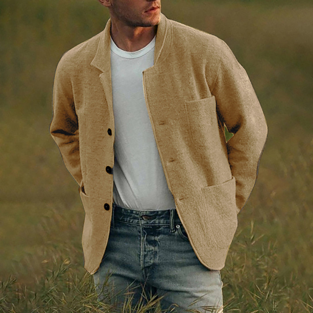 Herren lässige Wolljacke mit praktischen Taschen und Knopfverschluss Echoarchiv
