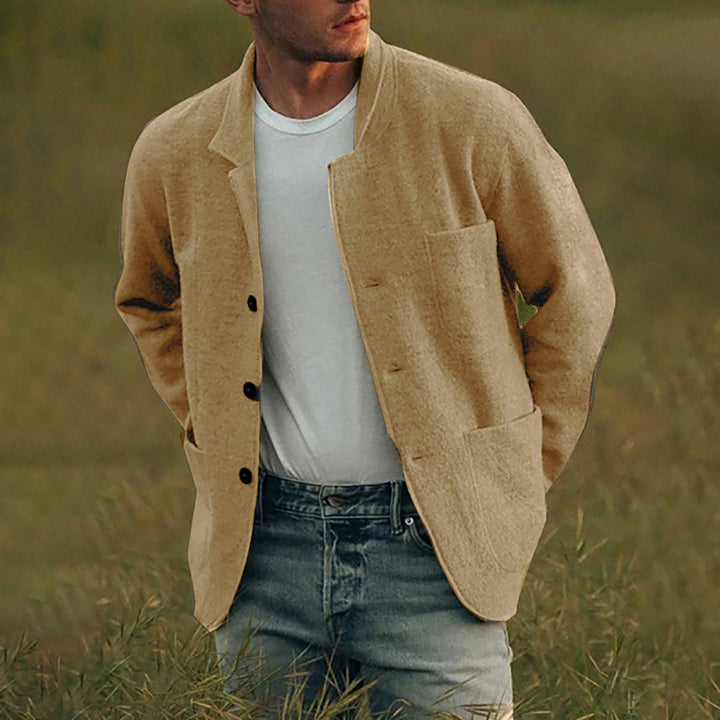 Herren lässige Wolljacke mit praktischen Taschen und Knopfverschluss Echoarchiv