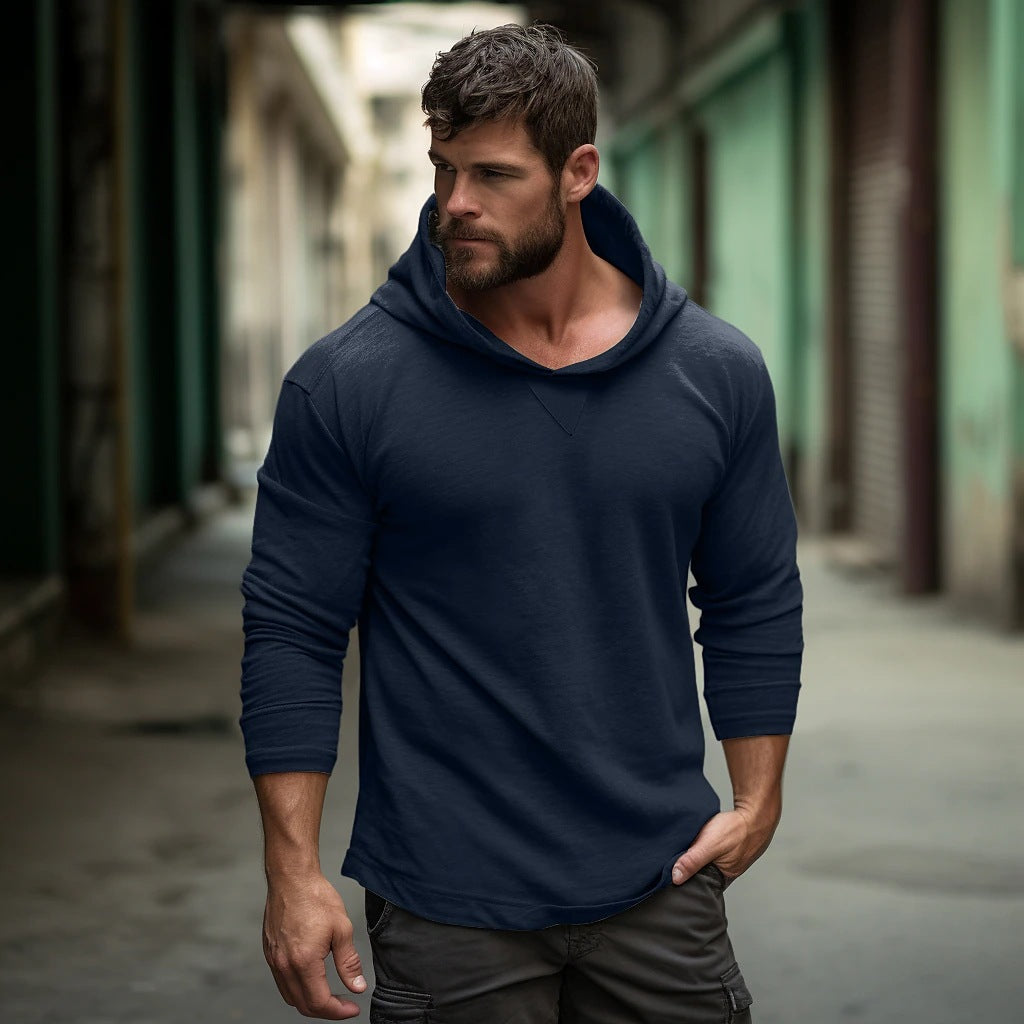Herren modisches Langarm-Hoodie mit V-Ausschnitt Echoarchiv