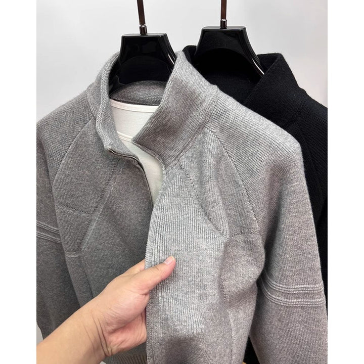 Herren Strukturierte Halbzip-Strickjacke mit Stehkragen und Raglanärmeln Echoarchiv
