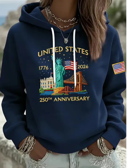 Damen Kreativer Kapuzenpullover mit einzigartigem Statuesque-Motiv Echoarchiv
