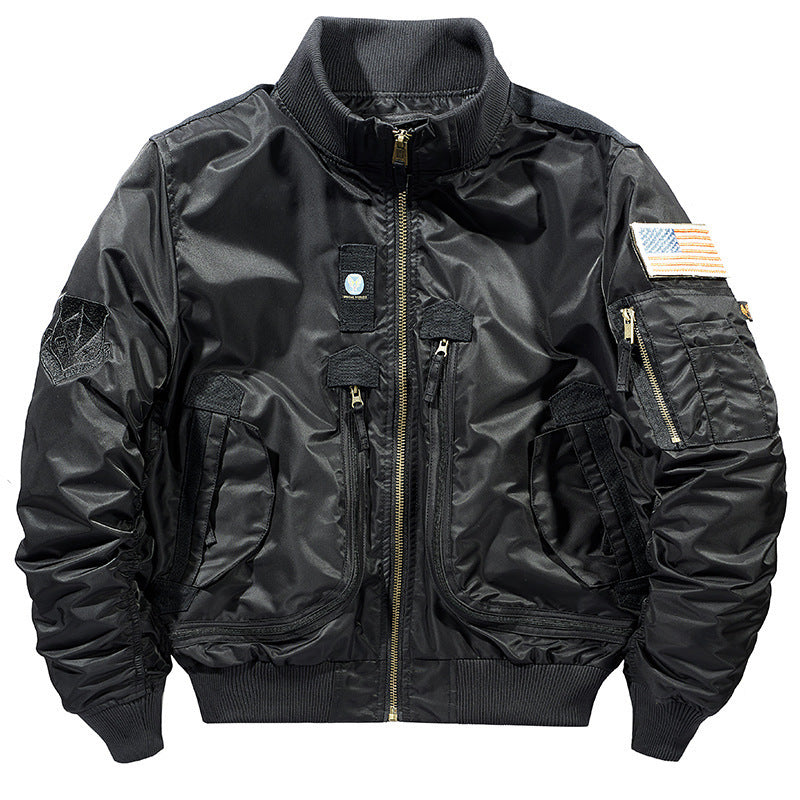 Herren nan windabweisende Pilot-Flightjacke mit modularen Fronttaschen, Ärmelorganizer und elastischem Bund Echo Archiv