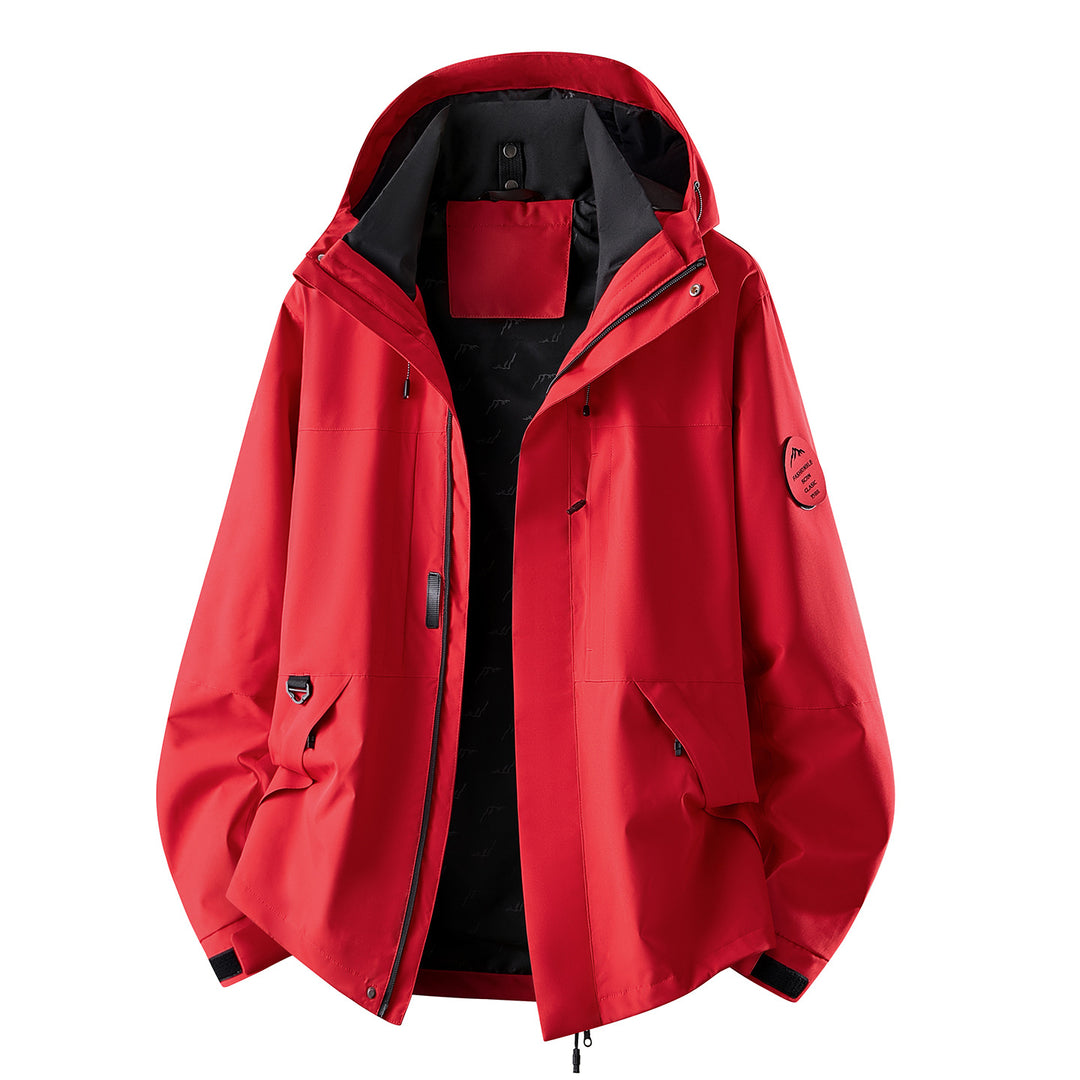 Herren Wasserabweisende Oversize-Outdoorjacke mit Kapuze, atmungsaktivem Softshell & Utility‑Taschen Echoarchiv