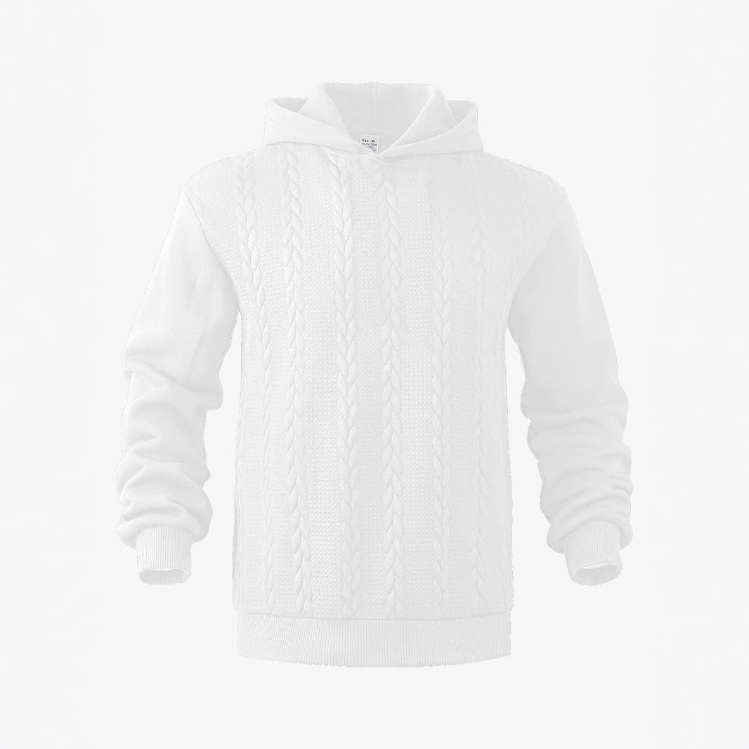 Herren nan Kapuzenpullover im Stricklook mit Zopfmuster und geripptem Saum Echo Archiv