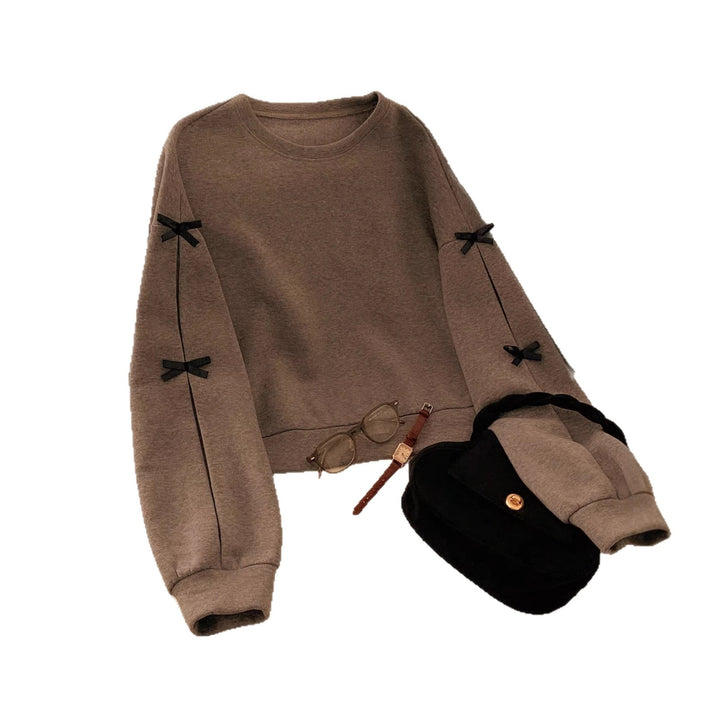 Damen Oversize‑Sweatshirt mit dekorativen Schleifenärmeln und Rundhalsausschnitt – Avérine