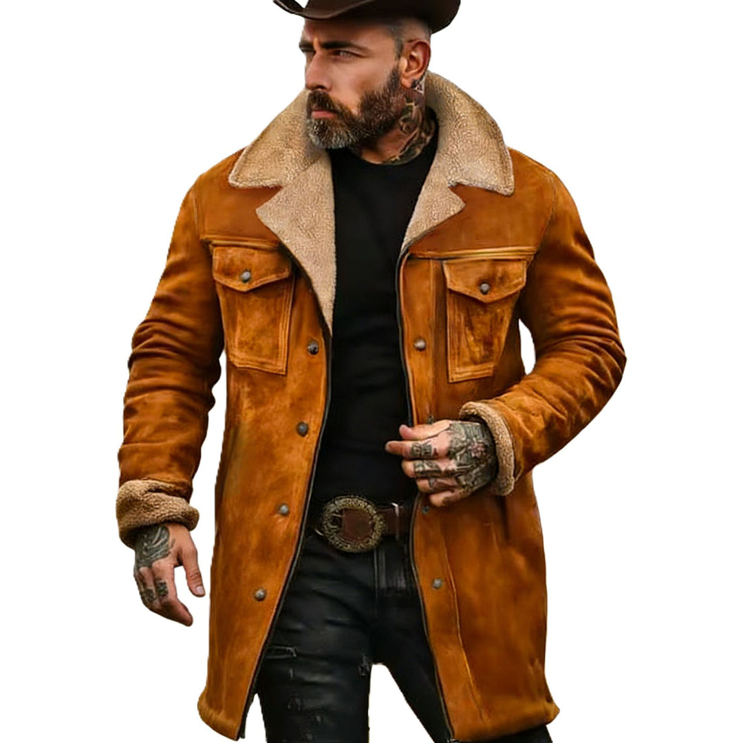 Herren Pilotenjacke aus Velourslederoptik mit Teddyfellinnenfutter und Reverskragen Echoarchiv