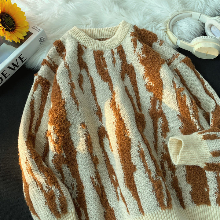 Damen Gemütlicher Strickpullover mit einzigartigem Wellenmuster Echoarchiv