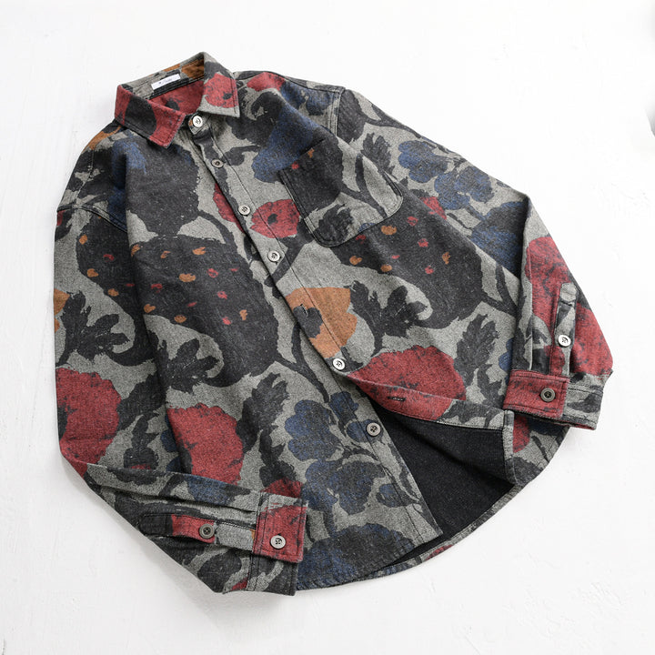 Herren Overshirt aus Flanell mit großfloraler Jacquard-Struktur Echoarchiv
