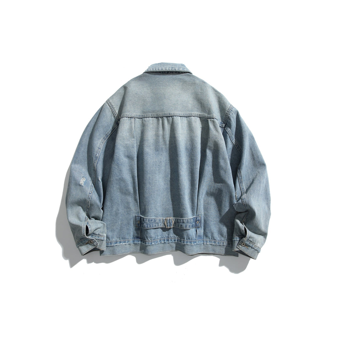 Unisex Oversized Jeansblouson mit Used‑Look, kastigem Schnitt und Brustklappen Echoarchiv