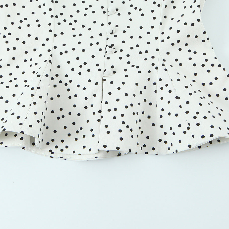 Damen Polka-Dot Tailliertes Oberteil mit eleganter Knopfleiste Echo Archiv