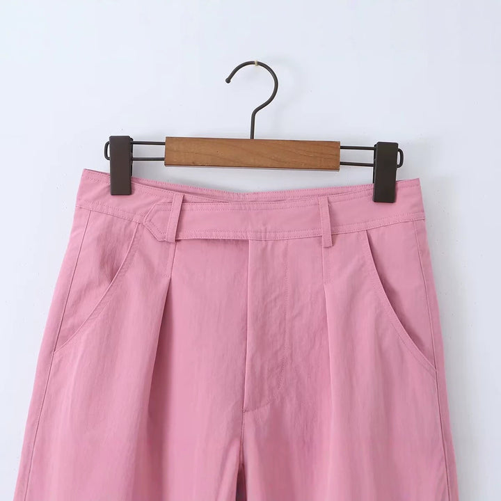 Damen Hochtaillierte weite Bundfaltenhose mit Bügelfalte und Eingrifftaschen Echo Archiv