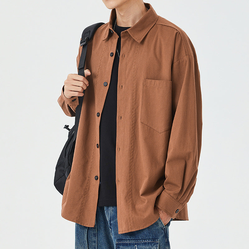 Herren lässige Langarmhemdjacke aus leichtem Material Echoarchiv