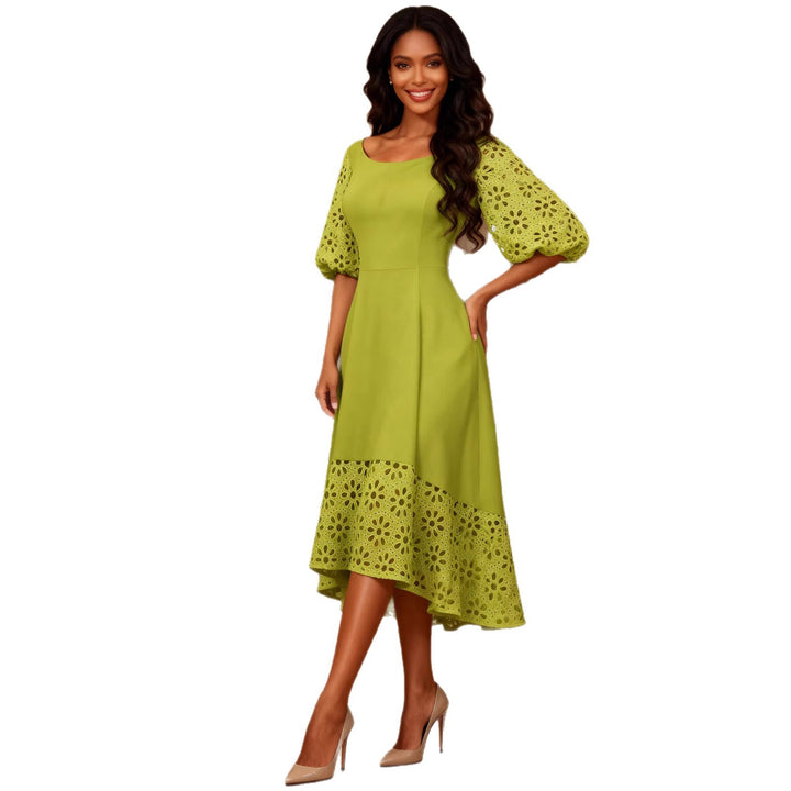 Damen Midi-Kleid mit eleganten Lochmuster-Details Echo Archiv