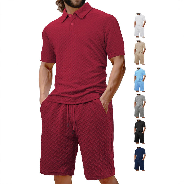 Herren modisches Polo- und Shorts-Set mit strukturiertem Gewebe Echoarchiv