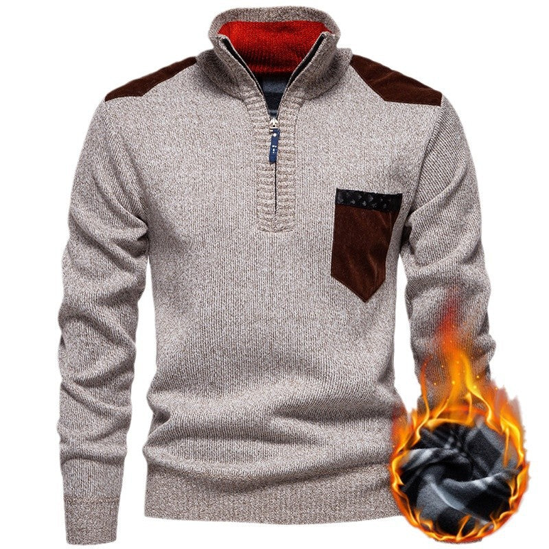 Herren hochwertiger Pullover mit Stehkragen und Reißverschluss Echoarchiv