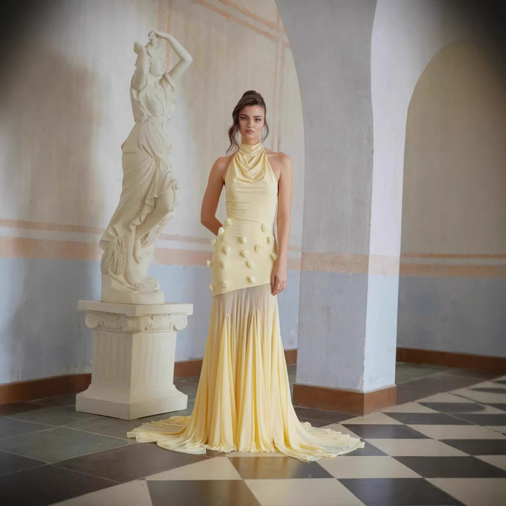 Damen Elegantes Maxikleid mit fließender Drapierung Echo Archiv