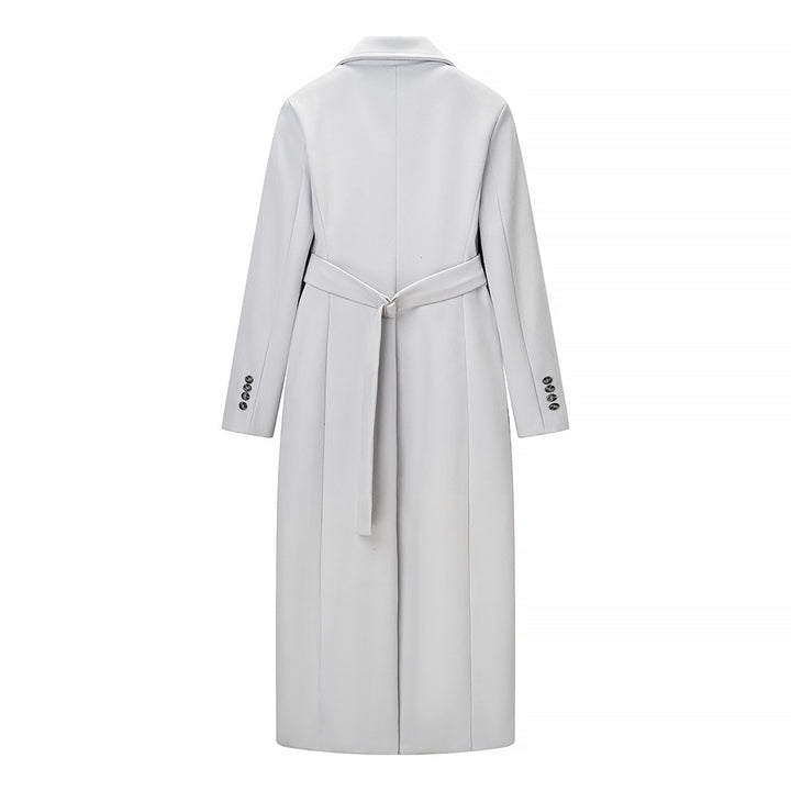 Damen Longline-Mantel aus Wollmix mit figurnaher Silhouette, Reverskragen und durchgehender Knopfleiste Echo Archiv