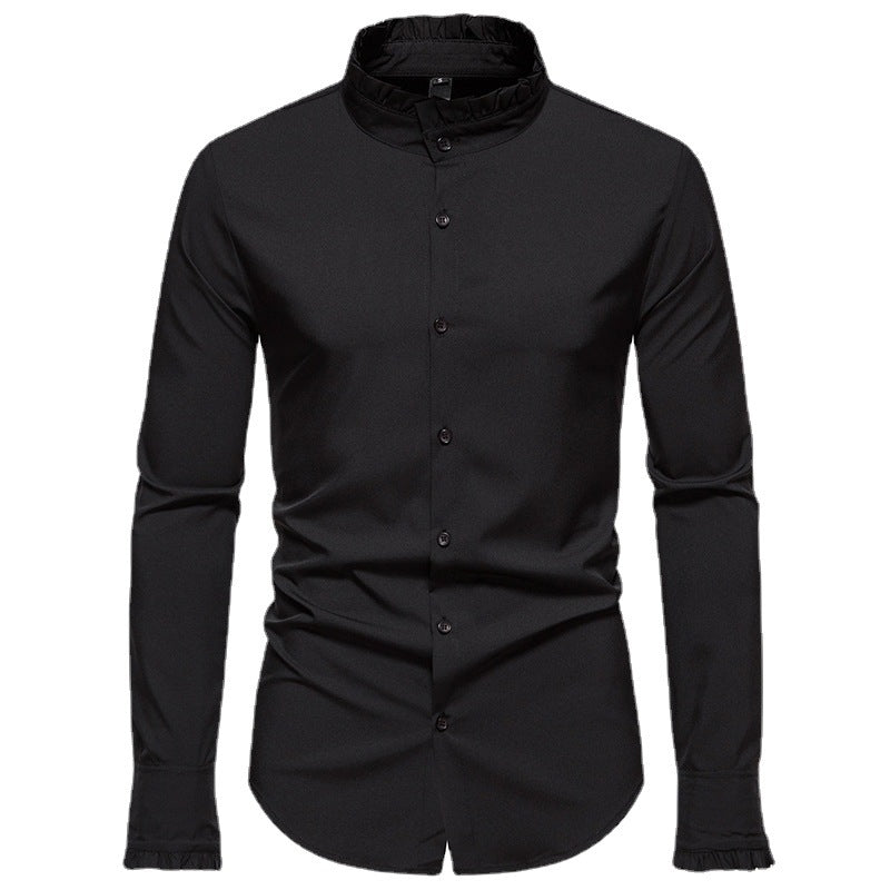 Herren Elegantes Langarmhemd mit Rüschendetails Echoarchiv