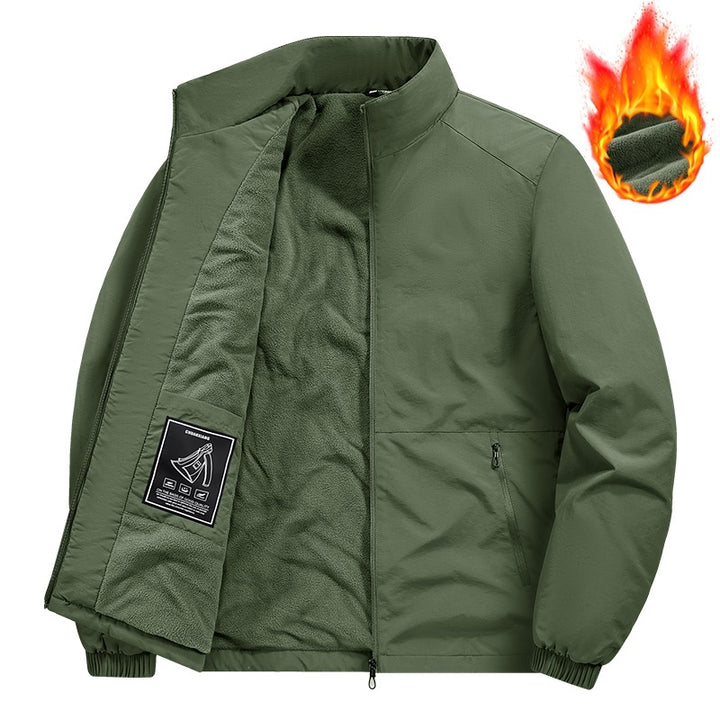 Herren Fleecegefütterte Windjacke mit Stehkragen, Thermofutter & verdeckten Reißverschlusstaschen Echoarchiv