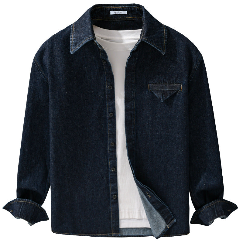 Herren Denim-Overshirt im Worker-Stil mit verdeckter Knopfleiste Echoarchiv