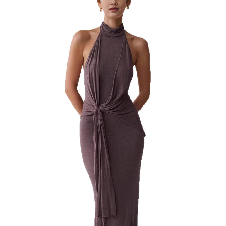 Damen Elegantes knöchellanges Wickelkleid mit tiefem Schlitz Echo Archiv