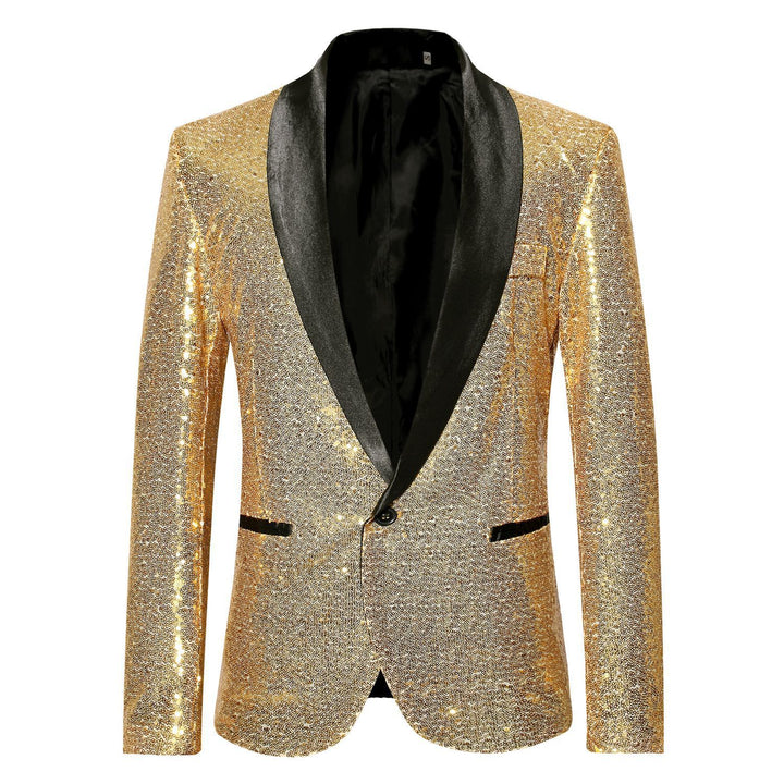 Herren Glamouröser Paillettenblazer mit schwarzem Revers Echoarchiv