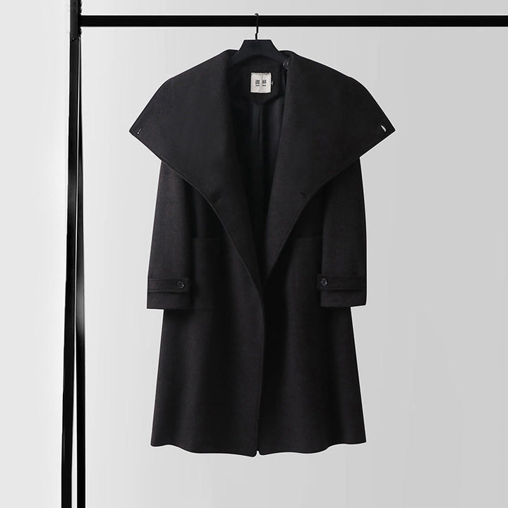 Damen Oversized Wollmix-Mantel mit weitem Schalkragen und aufgesetzten Taschen Echoarchiv
