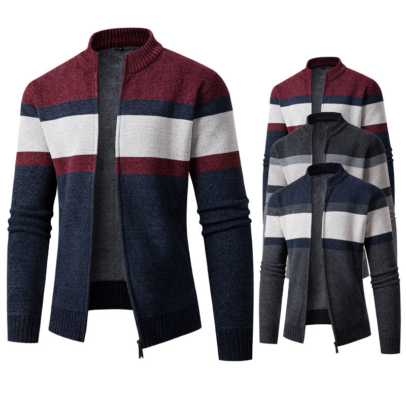 Herren modische Strickjacke mit hohem Kragen und strukturiertem Design Echoarchiv