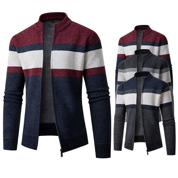 Herren modische Strickjacke mit hohem Kragen und strukturiertem Design Echoarchiv