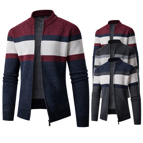 Herren modische Strickjacke mit hohem Kragen und strukturiertem Design Echoarchiv