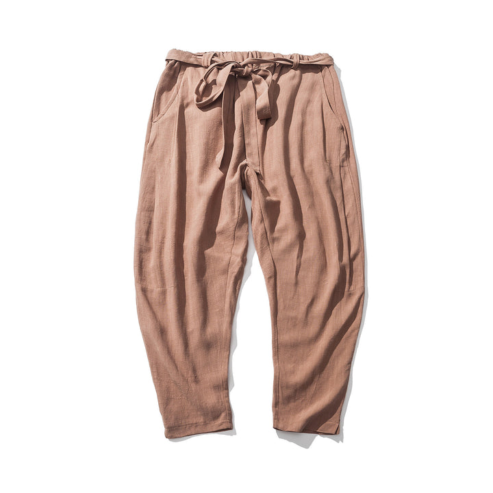 Herren nan entspannte Leinen-Baumwoll Harem-Joggerhose mit verdecktem Tunnelzug und tapered Bein Echo Archiv