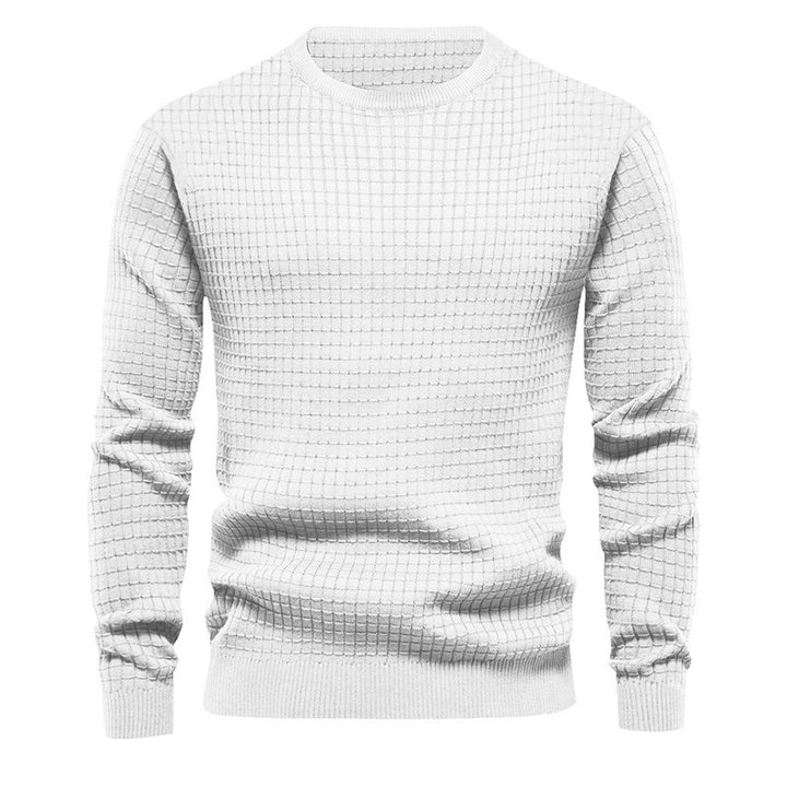 Herren hochwertiger Strickpullover mit strukturiertem Design und klassischem Rundhalsausschnitt Echoarchiv