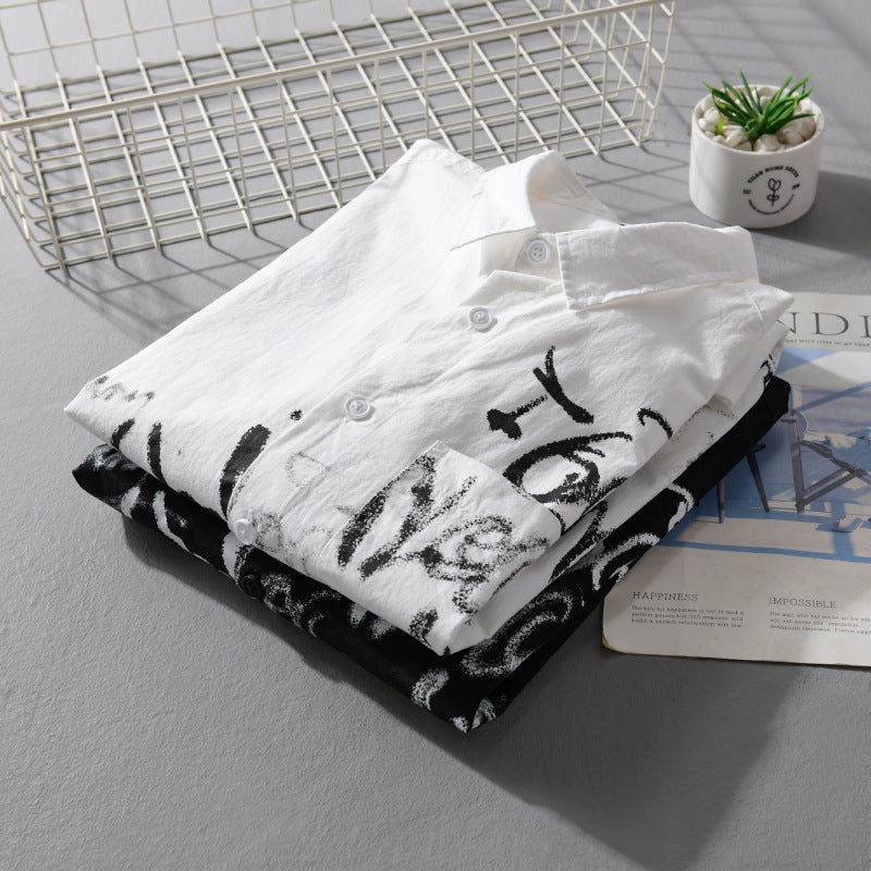 Herren Lässiges Overshirt mit grafischem Scribble-Print und Brusttasche Echoarchiv