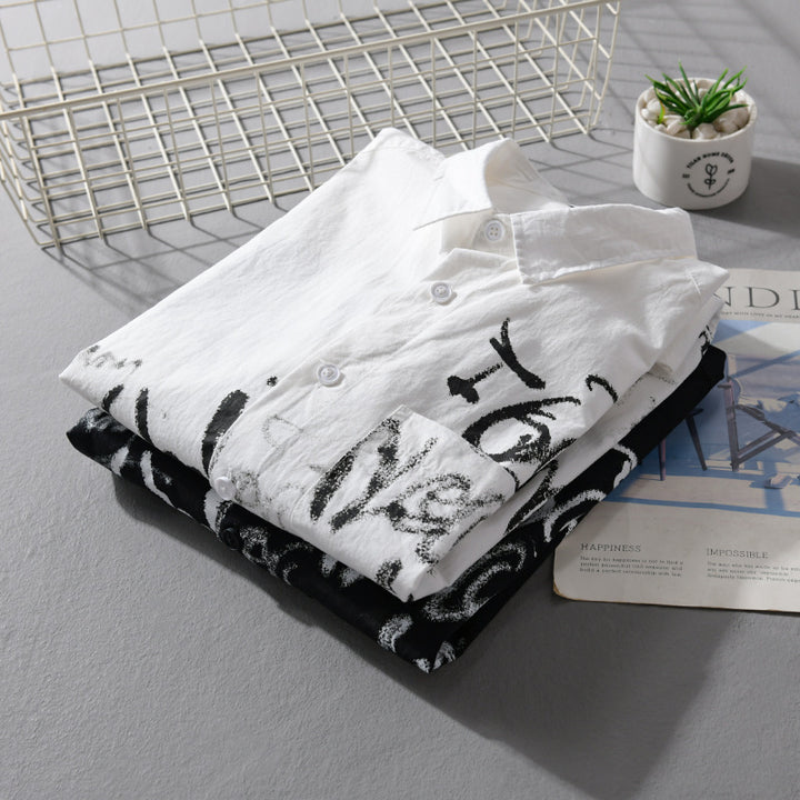 Herren Lässiges Overshirt mit grafischem Scribble-Print und Brusttasche Echoarchiv
