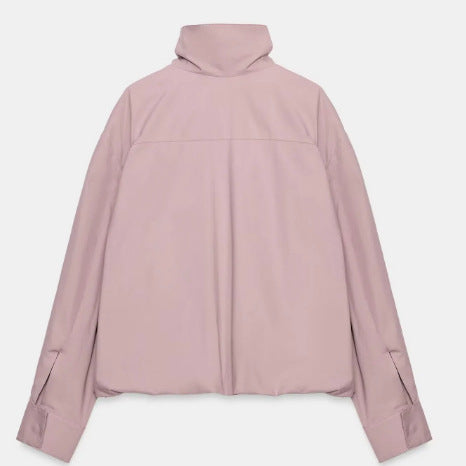 Damen Kurzblouson im Boxy‑Cut mit hohem Stehkragen, verdecktem Reißverschluss und elastischem Saum Echo Archiv