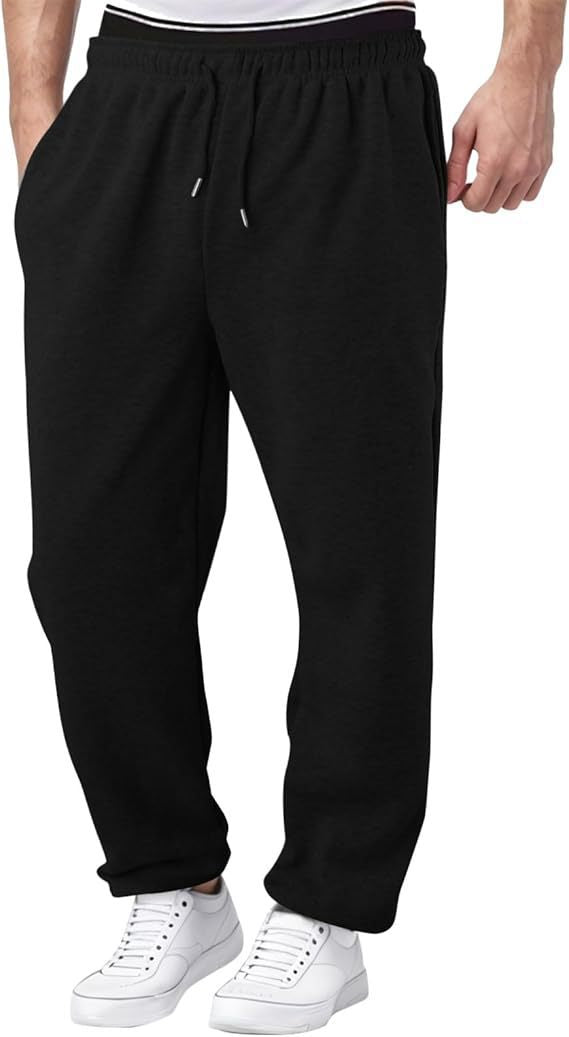 Herren Relaxed-Fit Sweatpants mit geradem Bein Fleece-Innenfutter und elastischem Kordelbund – Marzano