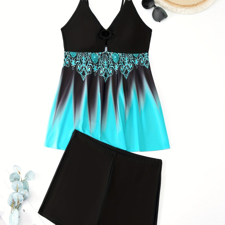 Damen Badeanzug-Set mit elegantem Muster und bequemen Shorts Echo Archiv