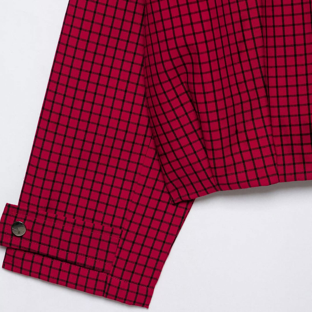 Damen Kurze karierte Zip‑Jacke im Boxy‑Cropped‑Schnitt mit Stehkragen Echoarchiv